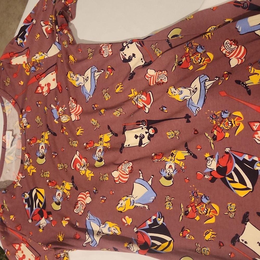 LuLaRoe Alice And Wonderland Multicolor Graphic Dress - Picture 2 of 6